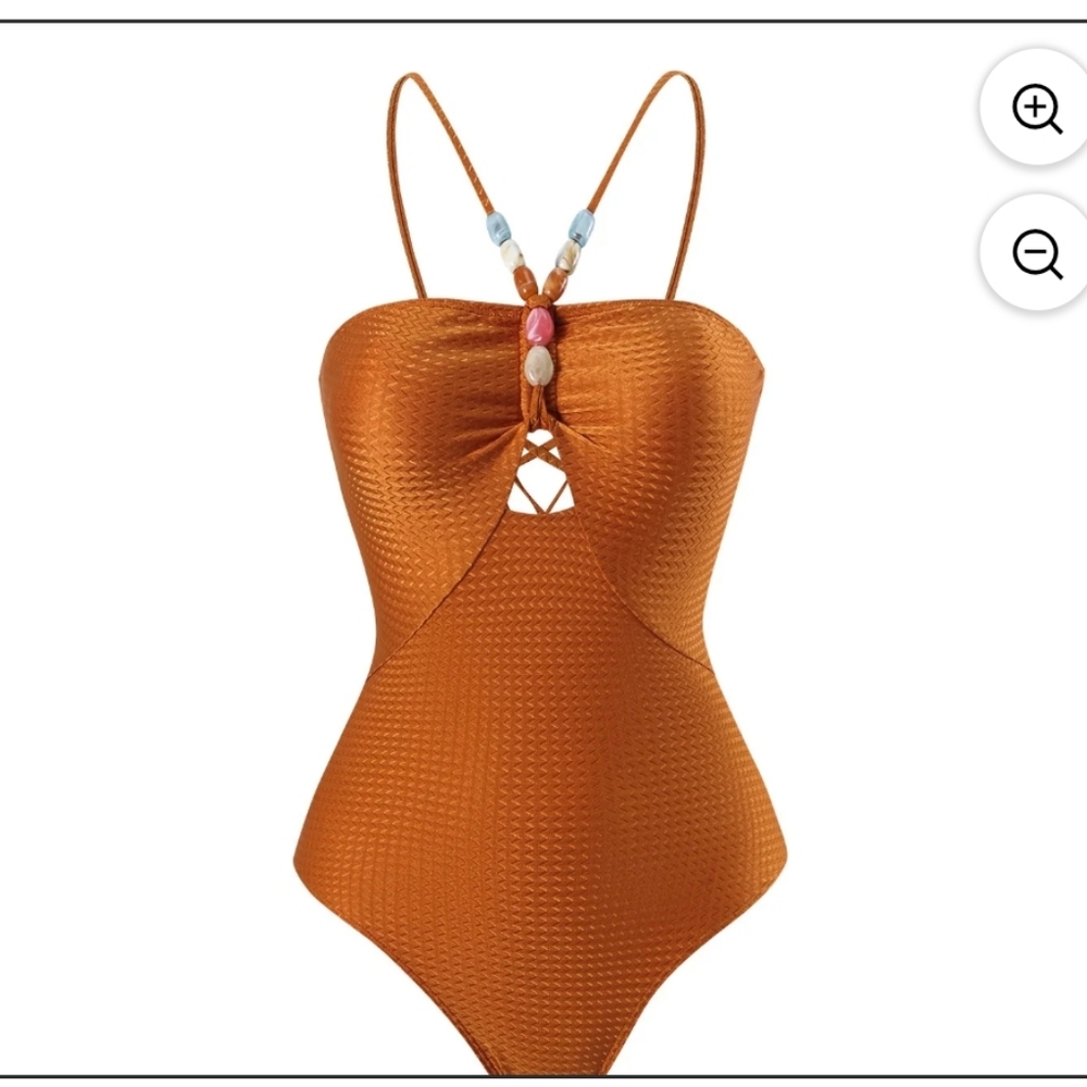 Orange Textured One-Piece Swimsuit